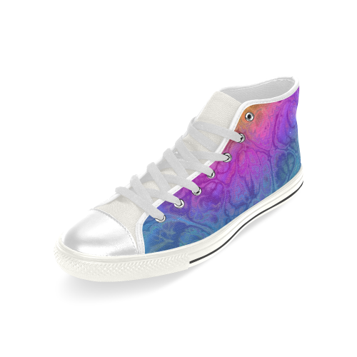 Fractal Batik ART - Hippie Rainbow Colors 1 Men’s Classic High Top Canvas Shoes (Model 017)
