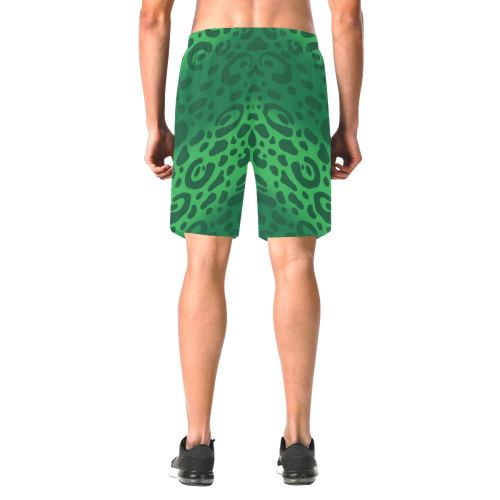 Green Leopard Print Shorts Men's All Over Print Elastic Beach Shorts (Model L20)
