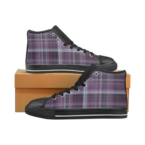 purple plaid Women's Classic High Top Canvas Shoes (Model 017)