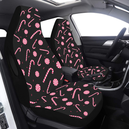 Candy CANE BLACK Car Seat Cover Airbag Compatible (Set of 2)