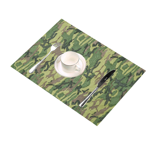 Military Camo Green Woodland Camouflage Placemat 14’’ x 19’’ (Set of 2)