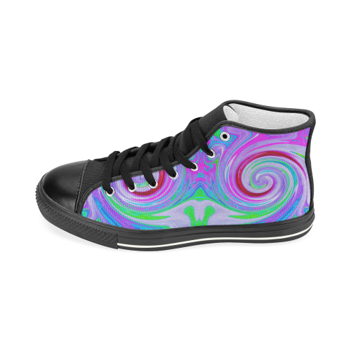 Groovy Abstract Red Swirl Pattern Men’s Classic High Top Canvas Shoes (Model 017)