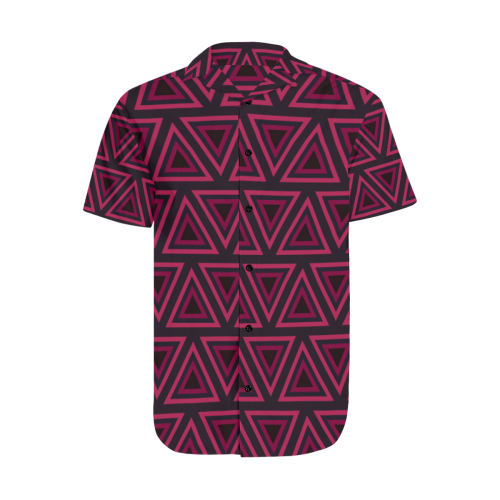 Tribal Ethnic Triangles Men's Short Sleeve Shirt with Lapel Collar (Model T54)