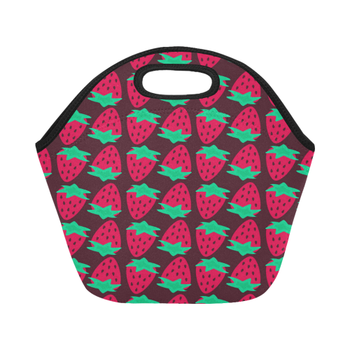 Strawberry Pattern Neoprene Lunch Bag/Small (Model 1669)