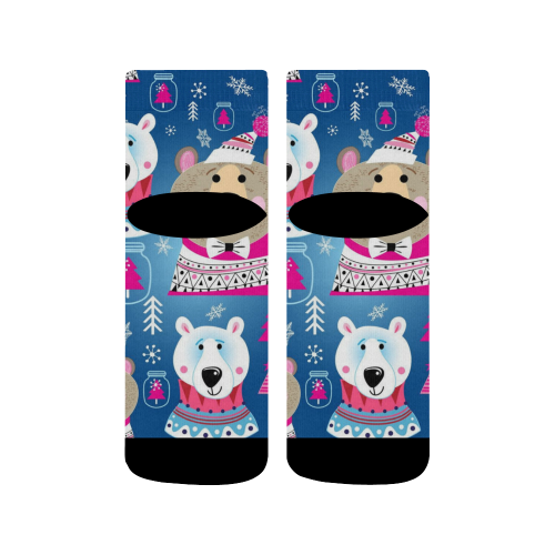 Happy Holidays Bears Patterns Quarter Socks