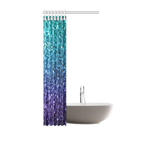 Beautiful Aqua blue Ombre glitter sparkles Shower Curtain 36"x72"