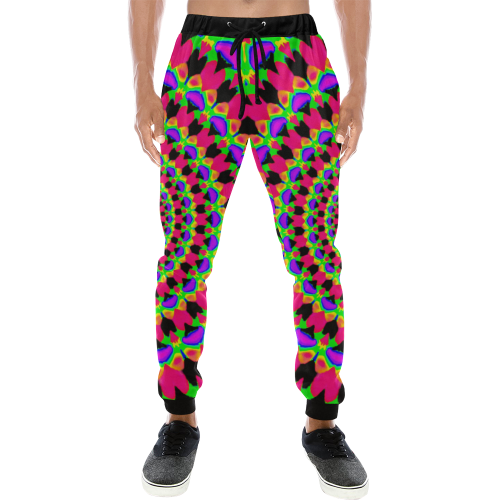 Kaleidoscope Mandala - Neon Men's All Over Print Sweatpants (Model L11)