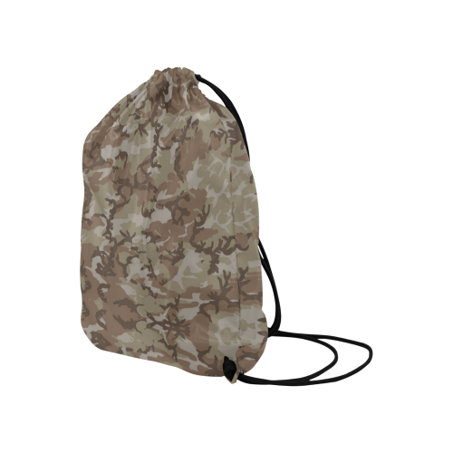 Woodland Desert Brown Camouflage Large Drawstring Bag Model 1604 (Twin Sides)  16.5"(W) * 19.3"(H)