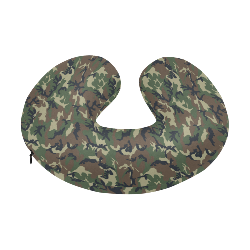 Woodland Forest Green Camouflage U-Shape Travel Pillow
