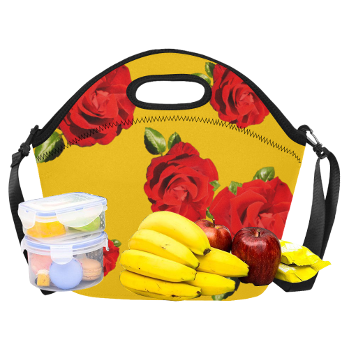 Fairlings Delight's Floral Luxury Collection- Red Rose Neoprene Lunch Bag/Large 53086a3 Neoprene Lunch Bag/Large (Model 1669)