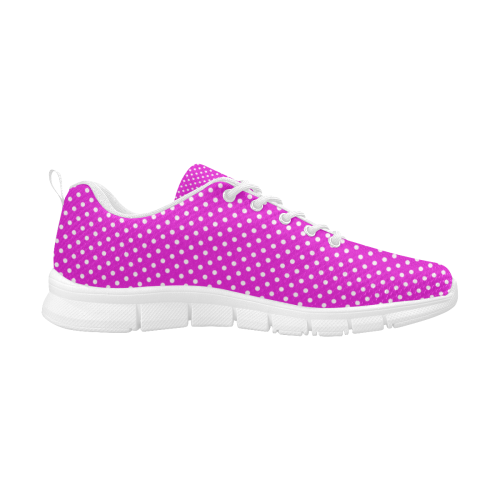 Pink polka dots Women's Breathable Running Shoes/Large (Model 055)
