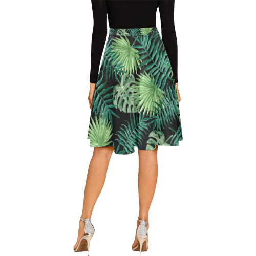 Jungle  Leaves Melete Pleated Midi Skirt (Model D15)