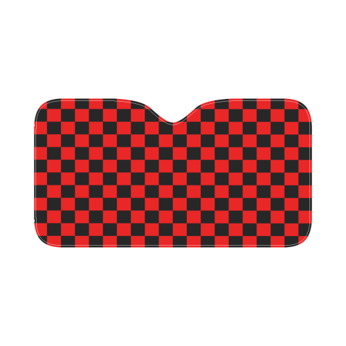 Checkerboard Black and Red Car Sun Shade 55"x30"
