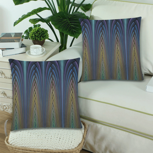 Art Deco Pattern Custom Zippered Pillow Cases 18"x 18" (Twin Sides) (Set of 2)