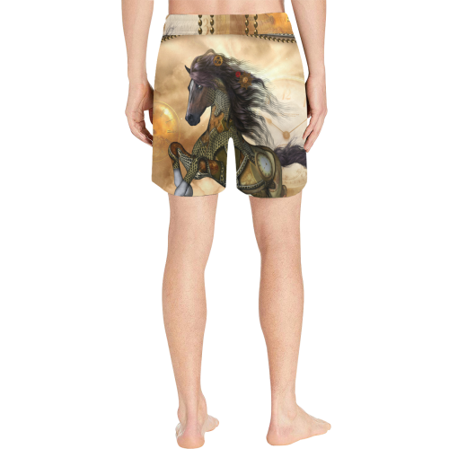 Aweseome steampunk horse, golden Men's Mid-Length Swim Shorts (Model L39)