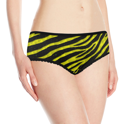Ripped SpaceTime Stripes - Yellow Women's All Over Print Classic Briefs (Model L13)