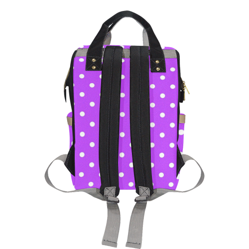 Royal Purple White Dots Multi-Function Diaper Backpack/Diaper Bag (Model 1688)