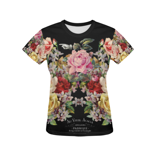 Nuit des Roses All Over Print T-shirt for Women/Large Size (USA Size) (Model T40)