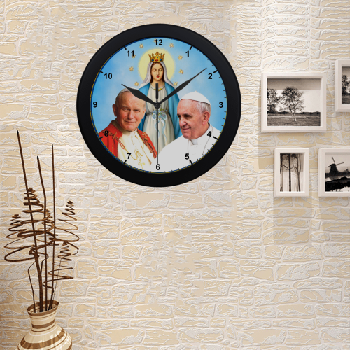 John Paul II and Pope Francis Circular Plastic Wall clock
