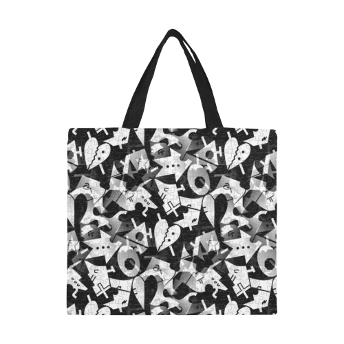 Black and White Pop Art by Nico Bielow All Over Print Canvas Tote Bag/Large (Model 1699)