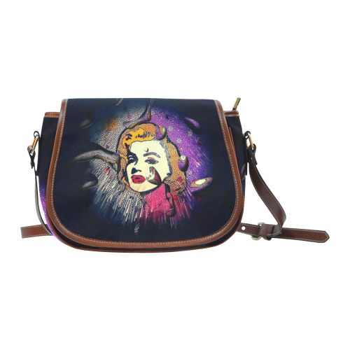 Marilyn Monroe Glitzer Popart" by Nico Bielow Saddle Bag/Large (Model 1649)