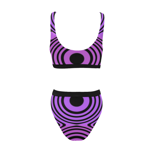 Psycho Circles Sport Top & High-Waisted Bikini Swimsuit (Model S07)