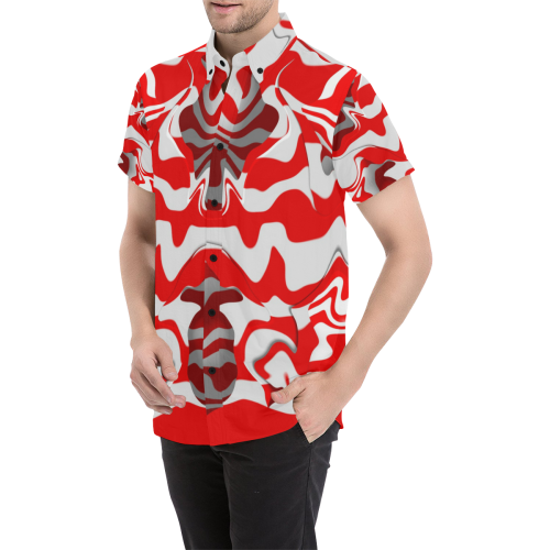Weis Rot Marmoriet 3D Men's All Over Print Short Sleeve Shirt (Model T53)