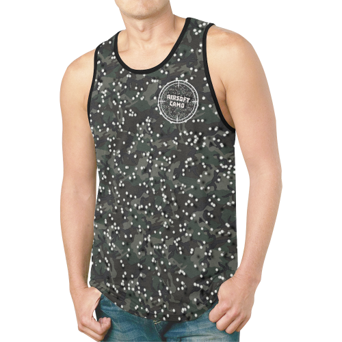 funny airsoft and paintball gamer woodland camouflage design parody New All Over Print Tank Top for Men (Model T46)