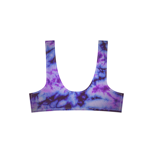 tie dye in shades of blue and purple Sport Top & High-Waisted Bikini Swimsuit (Model S07)