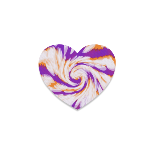 Purple Orange Tie Dye Swirl Abstract Heart Coaster