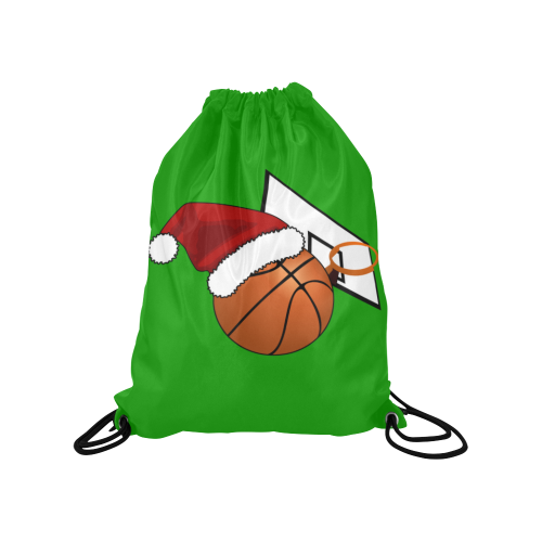 Santa Hat Basketball And Hoop Christmas Medium Drawstring Bag Model 1604 (Twin Sides) 13.8"(W) * 18.1"(H)