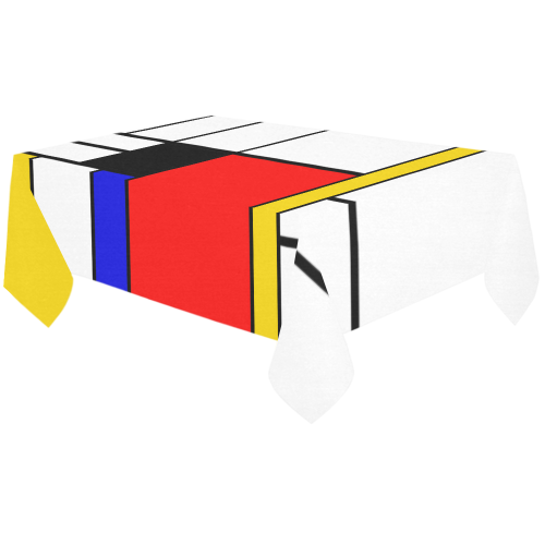 Bauhouse Composition Mondrian Style Cotton Linen Tablecloth 60"x120"