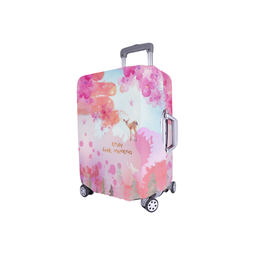 Little Deer in the Magic Pink Forest Luggage Cover/Small 18"-21"