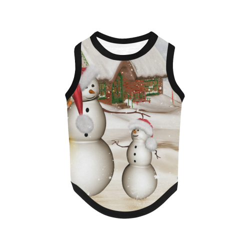 Christmas, Funny snowman with hat All Over Print Pet Tank Top