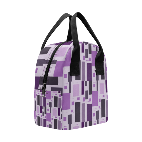 Abstract Purple Squares Zipper Lunch Bag (Model 1689)