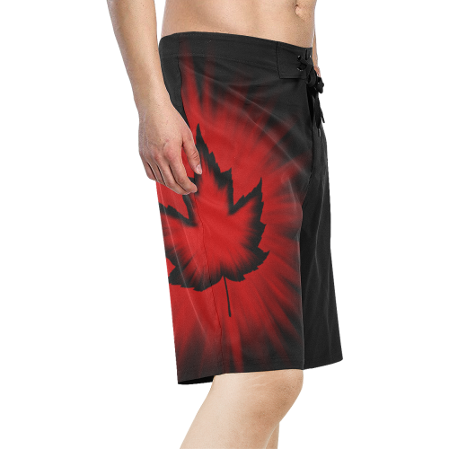 Cool Canada Shorts Black Trendy Men's All Over Print Board Shorts (Model L16)