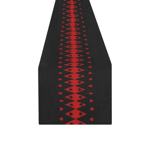 Black and Red Playing Card Shapes Table Runner 14x72 inch