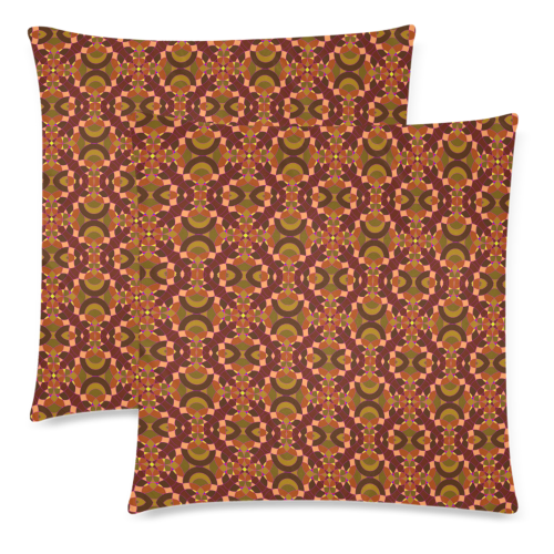 brown pattern Custom Zippered Pillow Cases 18"x 18" (Twin Sides) (Set of 2)