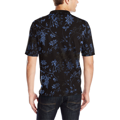 Gothic Black and Blue Pattern Men's All Over Print Polo Shirt (Model T55)
