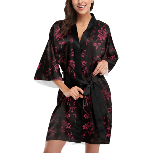 Gothic Black and Pink  Pattern Kimono Robe