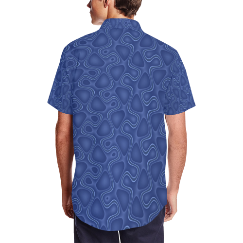 Blue Wiggle Men's Short Sleeve Shirt with Lapel Collar (Model T54)