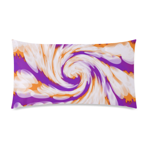 Purple Orange Tie Dye Swirl Abstract Rectangle Pillow Case 20"x36"(Twin Sides)