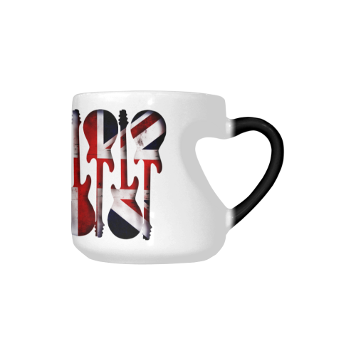 Union Jack British UK Flag Guitars Heart-shaped Morphing Mug