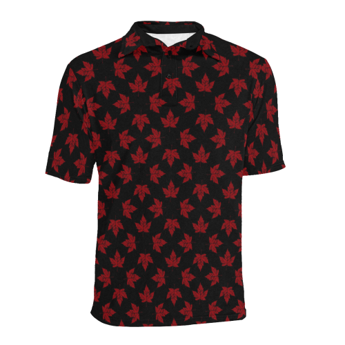 Cool Canada  Polo Shirts Retro Black Men's All Over Print Polo Shirt (Model T55)