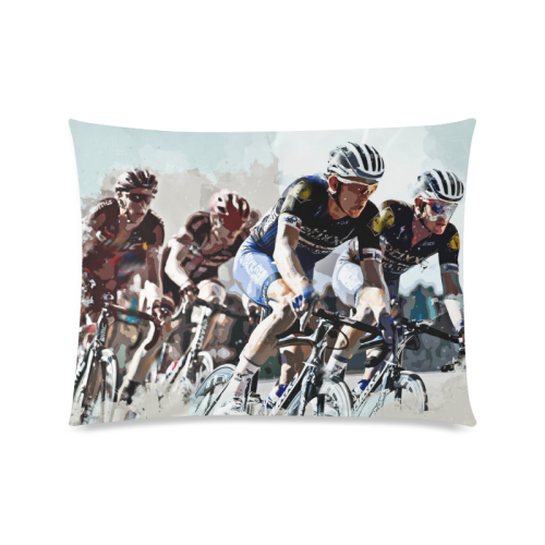 Bike Cyclists Battling for Position in Race Custom Zippered Pillow Case 20"x26"(Twin Sides)