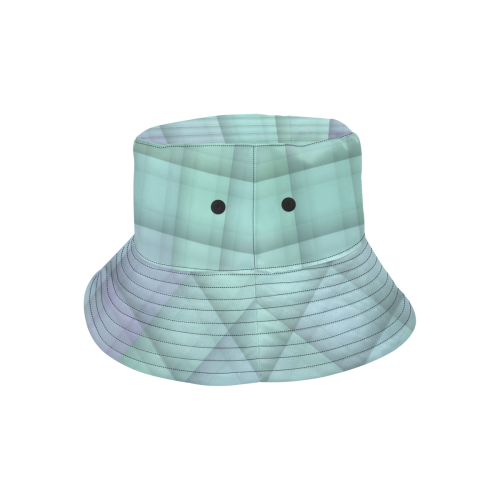 Glass Mosaic Mint Green and Violet Geometrical All Over Print Bucket Hat for Men