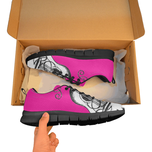 violao arte meu pink Women's Breathable Running Shoes/Large (Model 055)