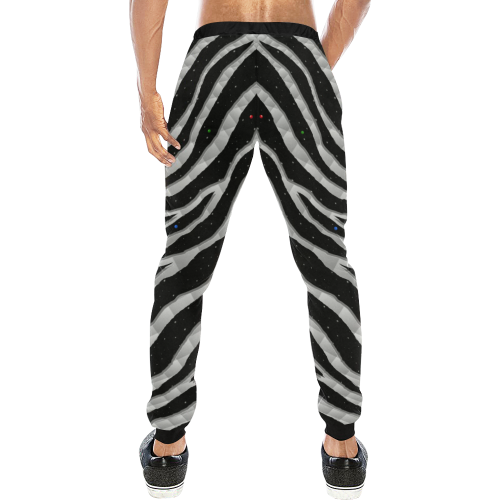 Ripped SpaceTime Stripes - White Men's All Over Print Sweatpants/Large Size (Model L11)