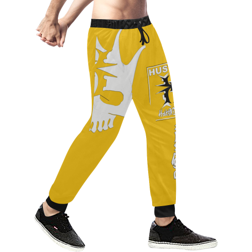 Hustler Shaolin Half Face Gold Pants Men's All Over Print Sweatpants/Large Size (Model L11)