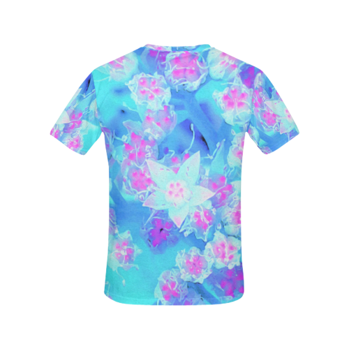 Blue and Hot Pink Succulent Star Sedum All Over Print T-Shirt for Women (USA Size) (Model T40)